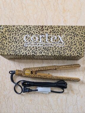 Cortex Straight Wave Curl Flat Iron 1" plate leopard Hair Tool NWT